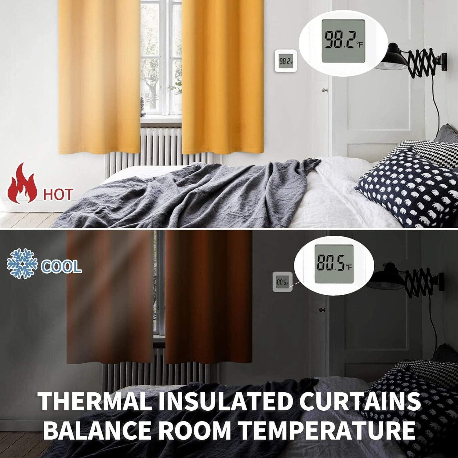 Stylish Room Darkening Drapes - 84 Inch Grommet Curtains in Warm Mustard Yellow