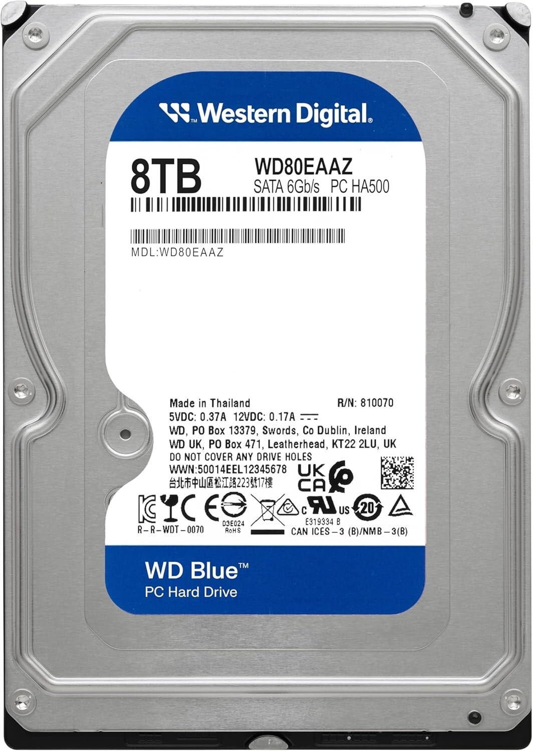 8TB WD Blue Internal Hard Drive - 5640 RPM, SATA 6 Gb/s for Reliable Storage