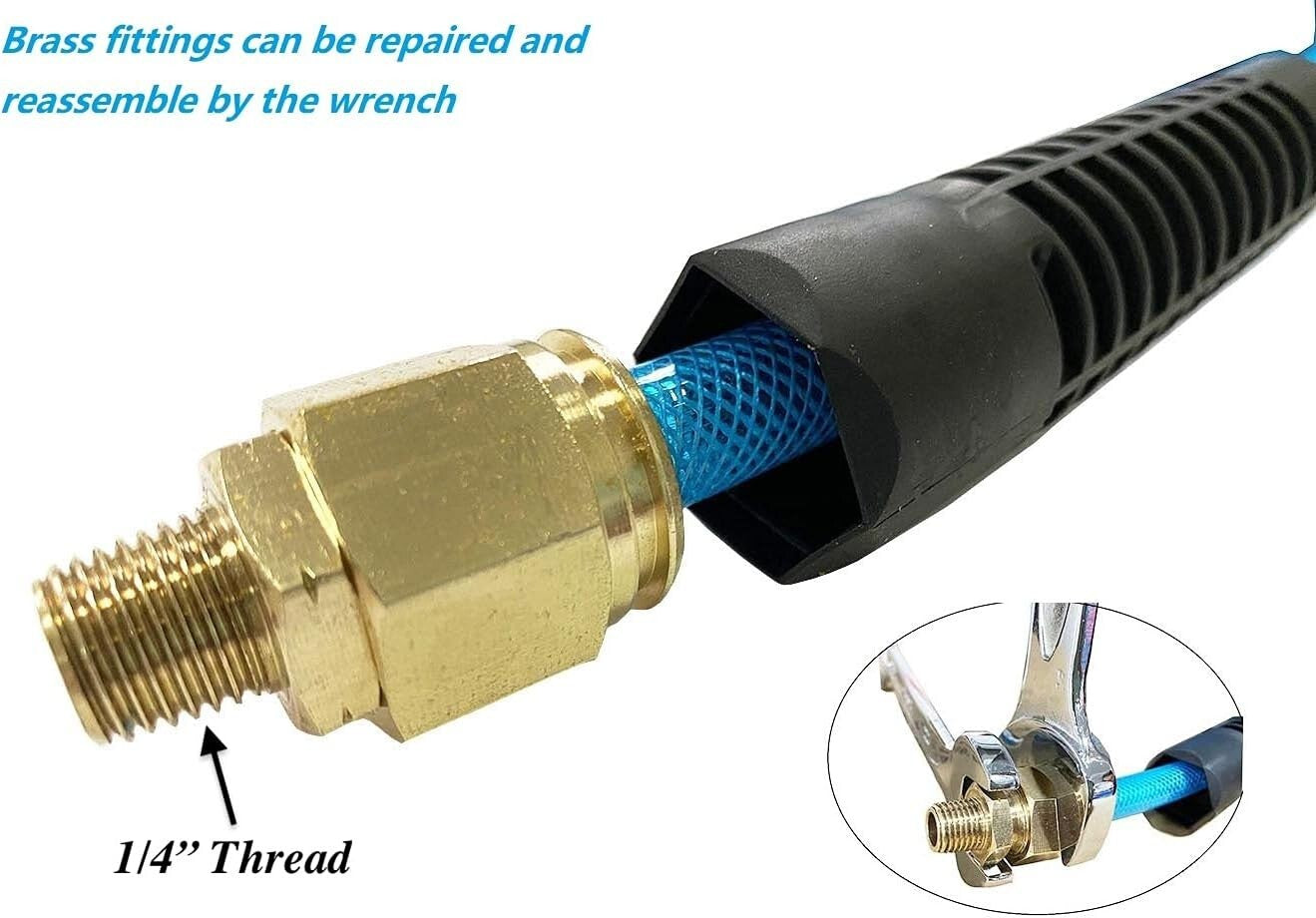 Durable 50ft PU Reinforced Non-Kinking Air Hose with Brass Quick Coupler