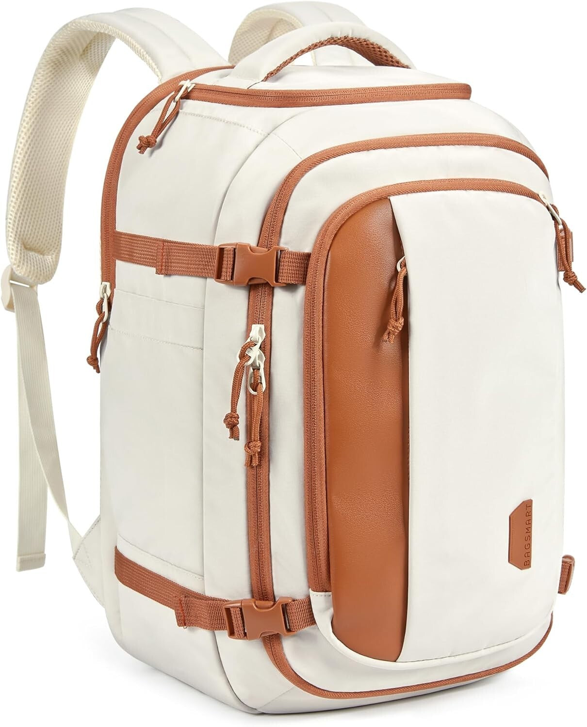 Ergonomic Carry-On Backpack - 30L with Stylish Leather Accents, Water-Resistant