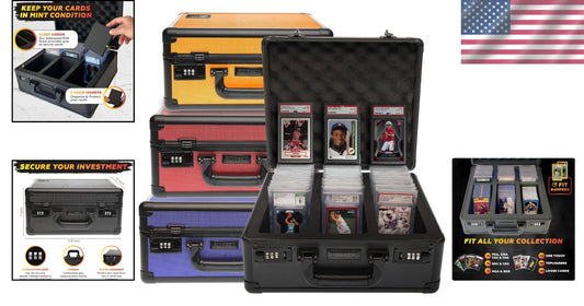 Durable Black Card Case for Graded Sports Cards - 6 Compartment Organizer