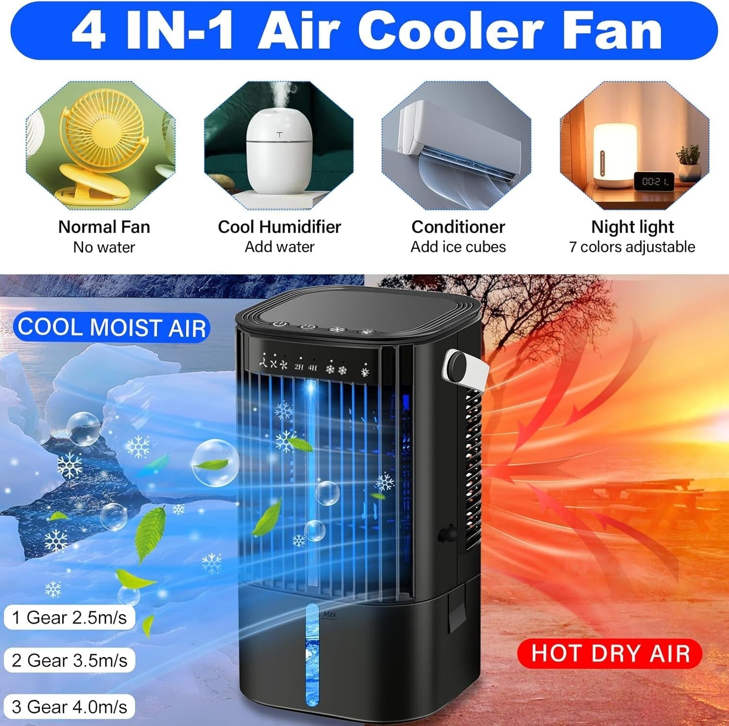 Adjustable Speed Personal Air Conditioner - Portable Desk Fan for Summer Comfort