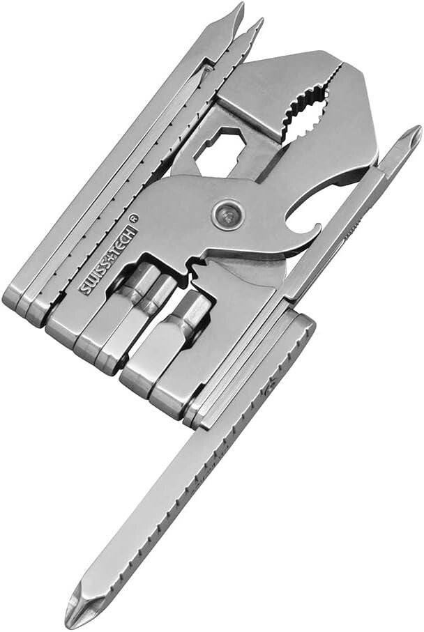 Compact 22-in-1 Pocket Multi-Tool Kit - Stainless Steel with Easy Carry Design