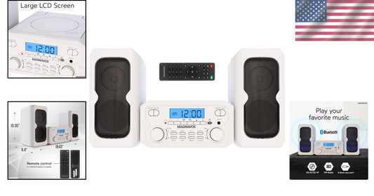 Sleek White Bluetooth CD Shelf System with FM Radio – 100 Years of Sound Quality