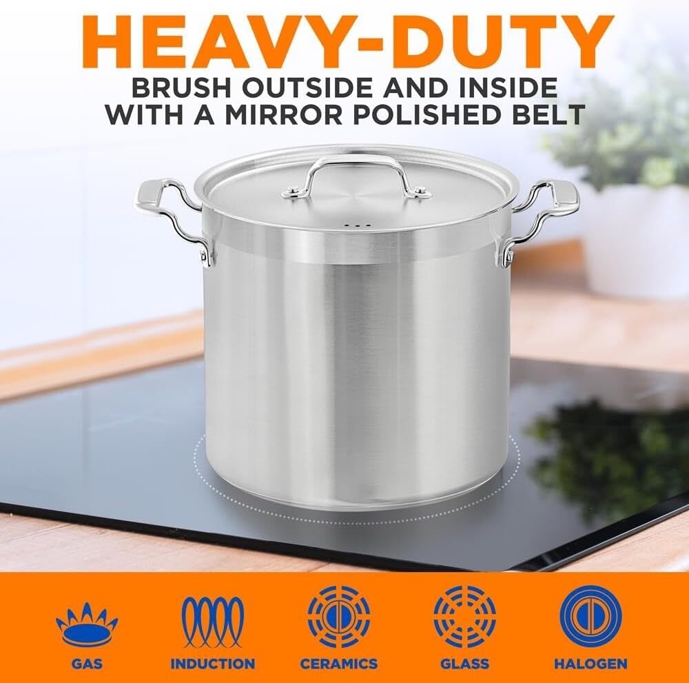 Impact-Bonded 20 Quart Stockpot with Lid - Healthy, Heavy-Duty Cooking Solution