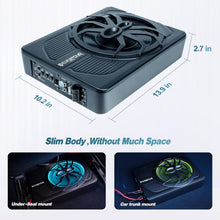 Load image into Gallery viewer, Enhanced Audio Experience: 10" 800W Under Seat Subwoofer with Bass Boost &amp; LED