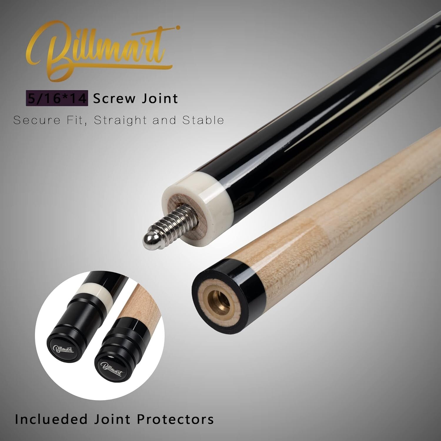 Vibrant 58" Pool Cue Stick with Comfortable Wrapless Grip - Maple Construction