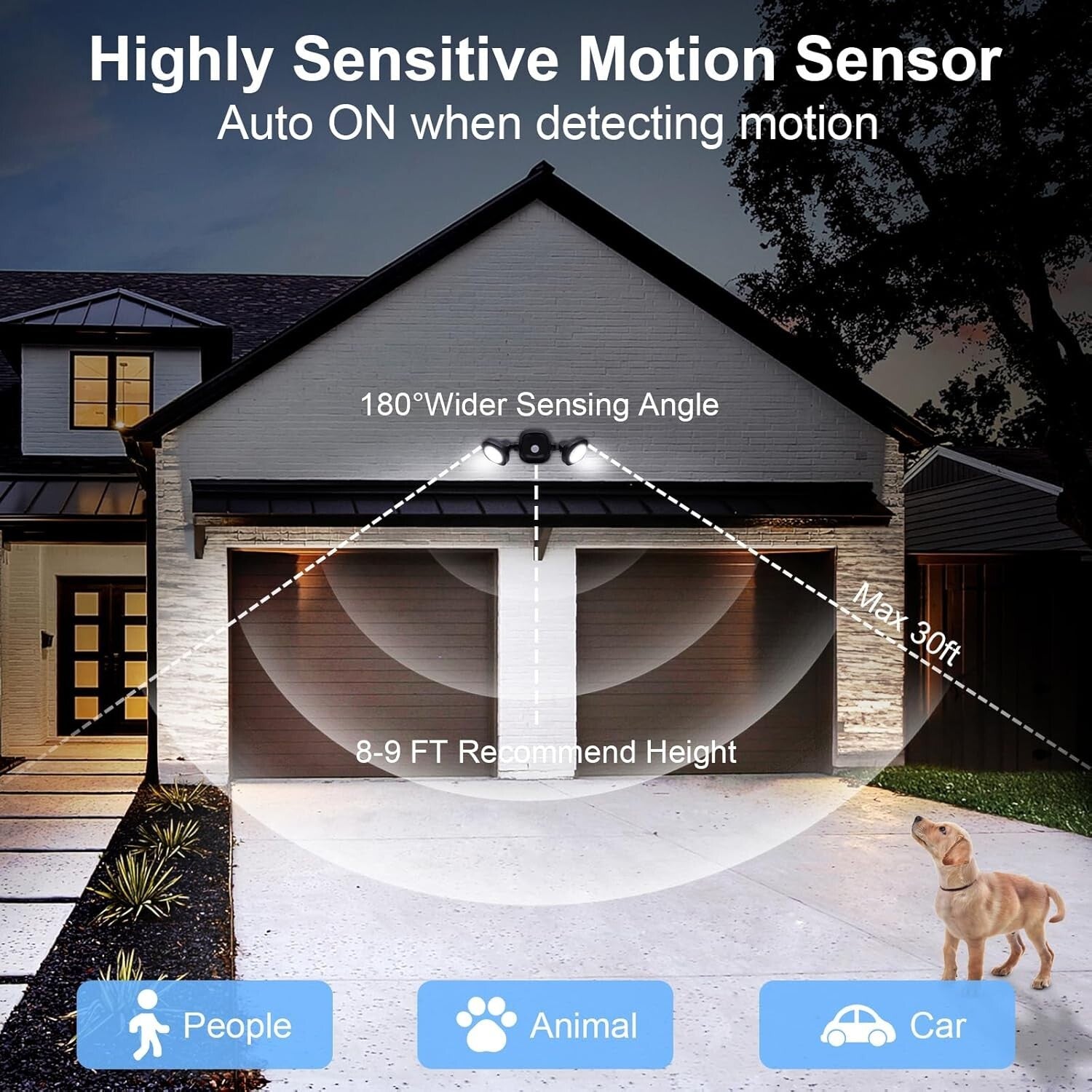 Battery Powered Motion Sensor Flood Lights with Remote for Outdoor Security