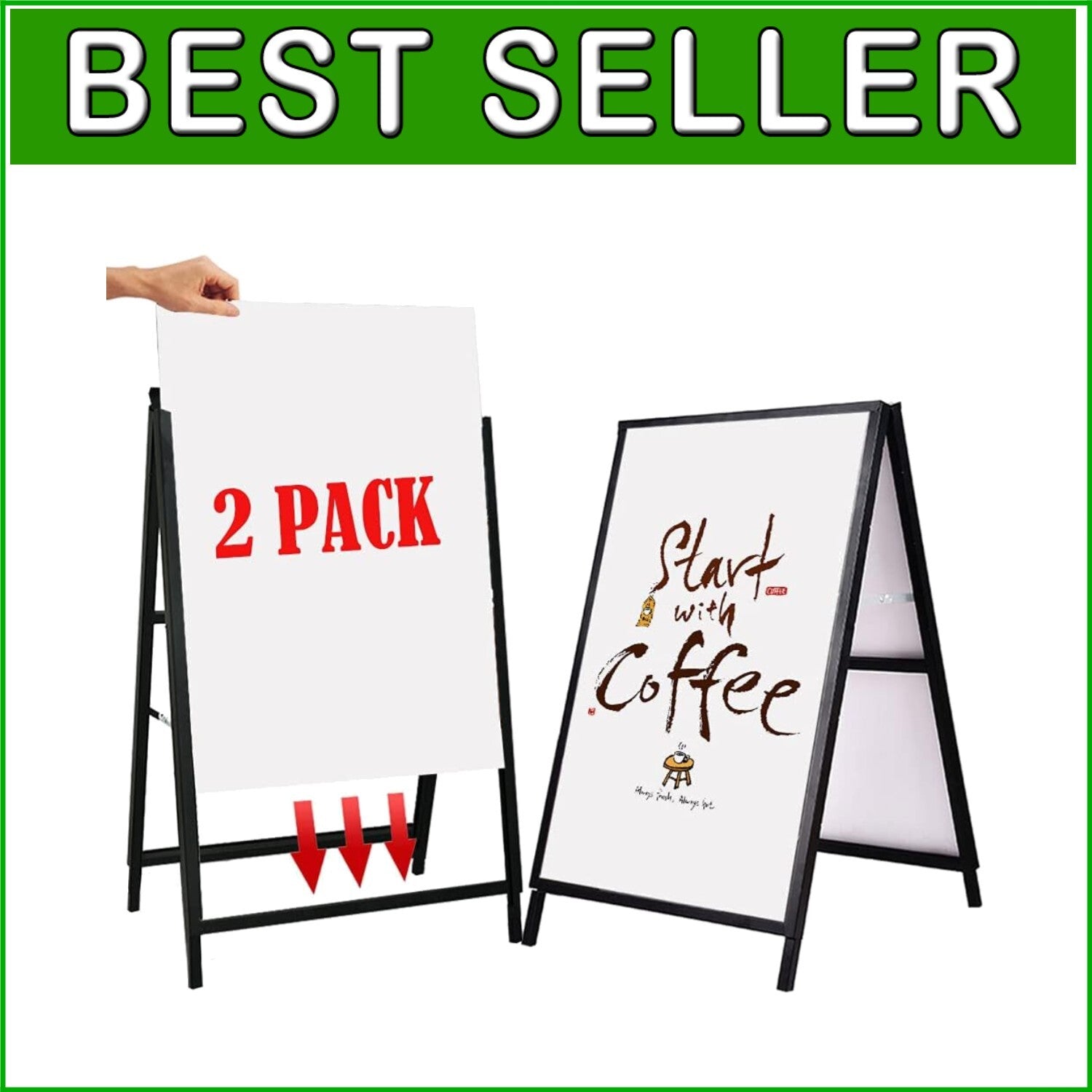 Durable Outdoor A-Frame Sign for 24x36 Posters - Includes Anti-Glare Covers