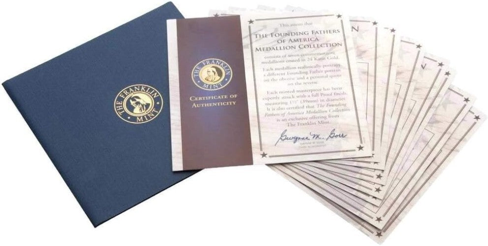 Collectible Gold-Plated Coin Set with Wood Display Box - Founding Fathers Series