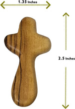 Load image into Gallery viewer, 2.5 Inch Olive Wood Crosses with Certificates &amp; Lord Prayer Cards - 25 Pack