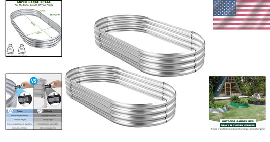 Durable Galvanized Steel Raised Garden Bed Set, 8x4x1 ft for Vibrant Vegetables