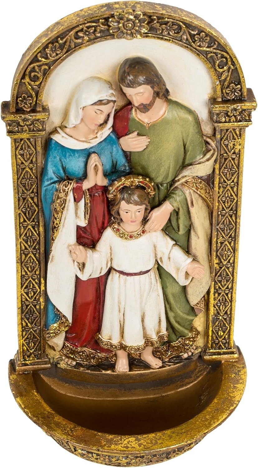Joseph's Studio 7.75” Holy Family Water Font – Symbolic Décor for Faith and Hope