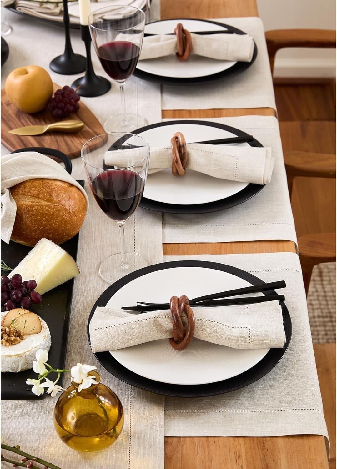 Handcrafted 100% Pure Linen Dinner Napkins - Set of 6 for Elegant Table Settings