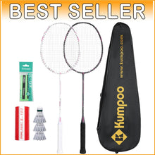 Load image into Gallery viewer, Elevate Your Game: 2 Carbon Fiber Badminton Rackets with Cover and Shuttlecocks