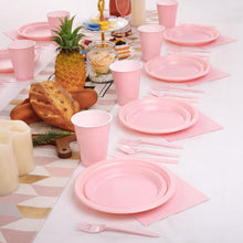 Load image into Gallery viewer, MirthMood 350-Piece Pink Party Set - Plates, Cups &amp; Cutlery for 50 Guests