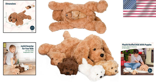 Adopt Your Puppy Family: Enchanting Labradoodle Plush with Four Puppies Included