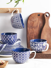 Load image into Gallery viewer, 24 oz Vintage Blue Mugs - Stylish, Durable Tableware for Home &amp; Celebrations