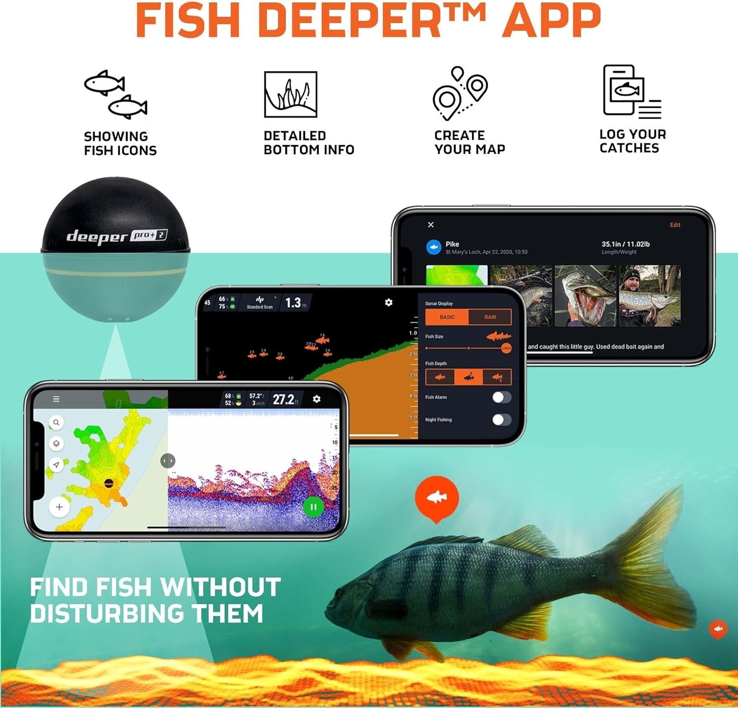 2.4-Inch GPS Enabled Fish Finder with Real-Time Depth and Targeting Features