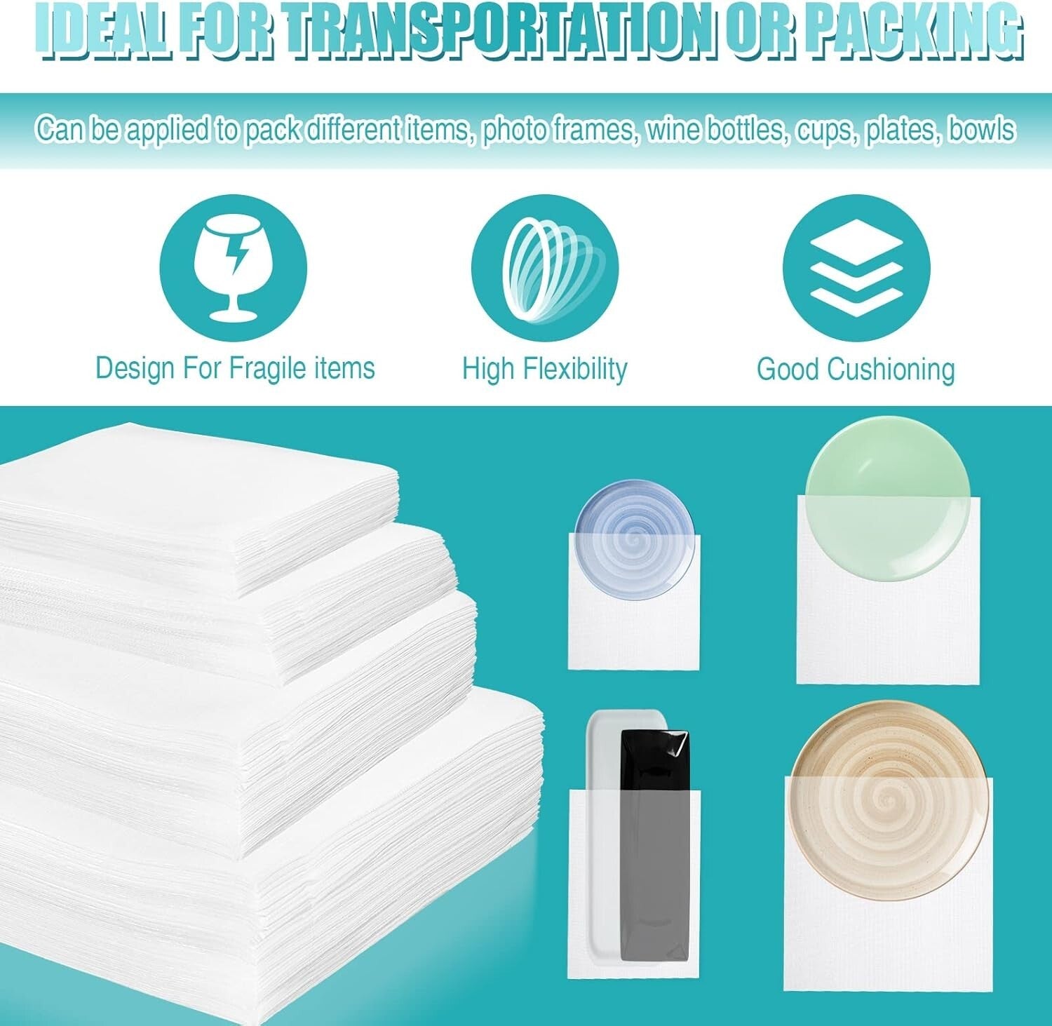 200 Pack Cushion Foam Pouches in 4 Sizes - Essential for Fragile Item Protection