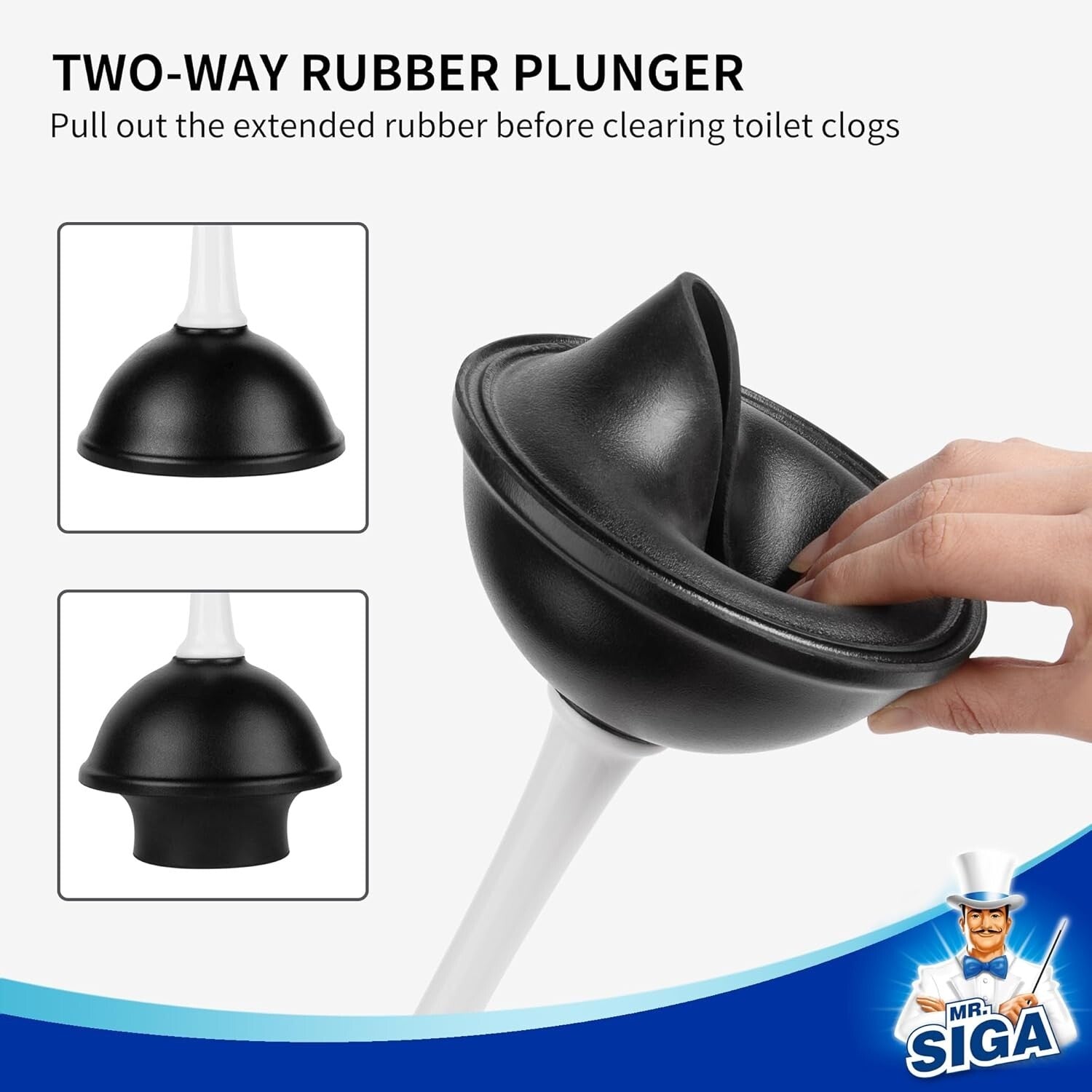 Compact White Toilet Cleaner Set with Plunger, Brush, and Storage Holder