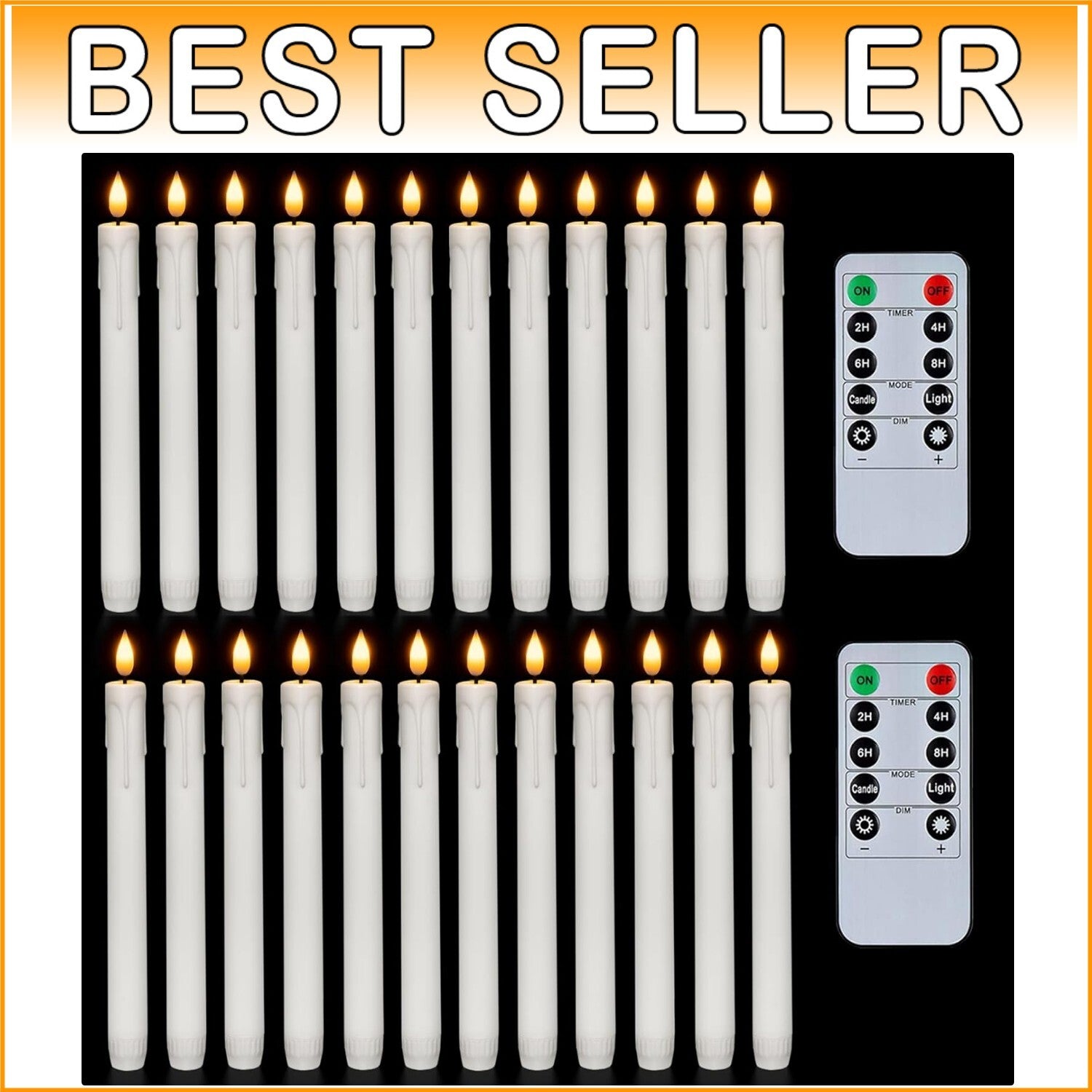Battery Operated Flameless Candles - 24 Pcs with Remote, Flickering Light Design