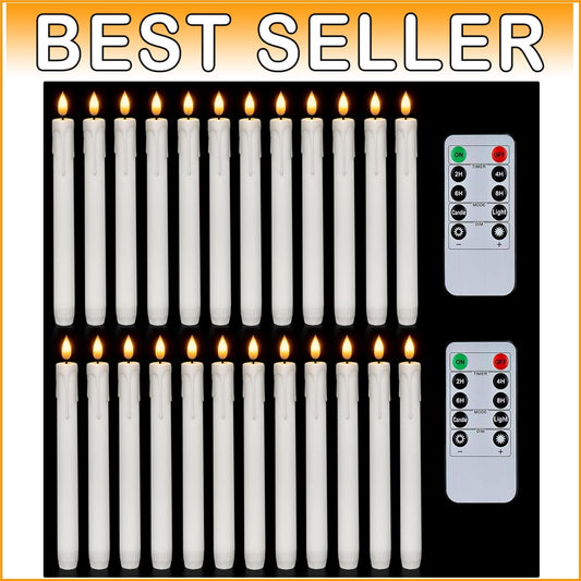 Battery Operated Flameless Candles - 24 Pcs with Remote, Flickering Light Design