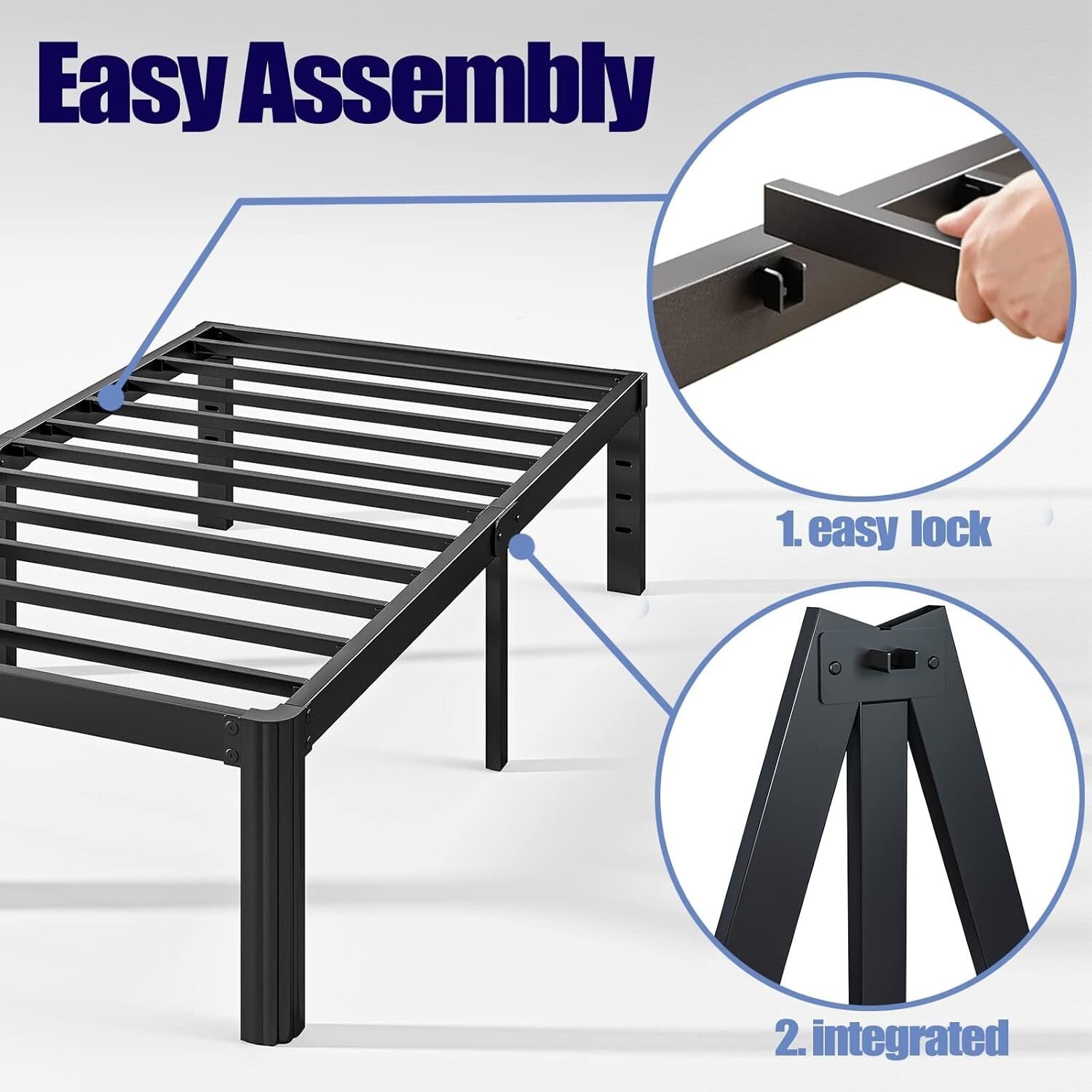 Sturdy Twin XL Metal Platform Bed Frame with Storage - Modern & Easy Assembly