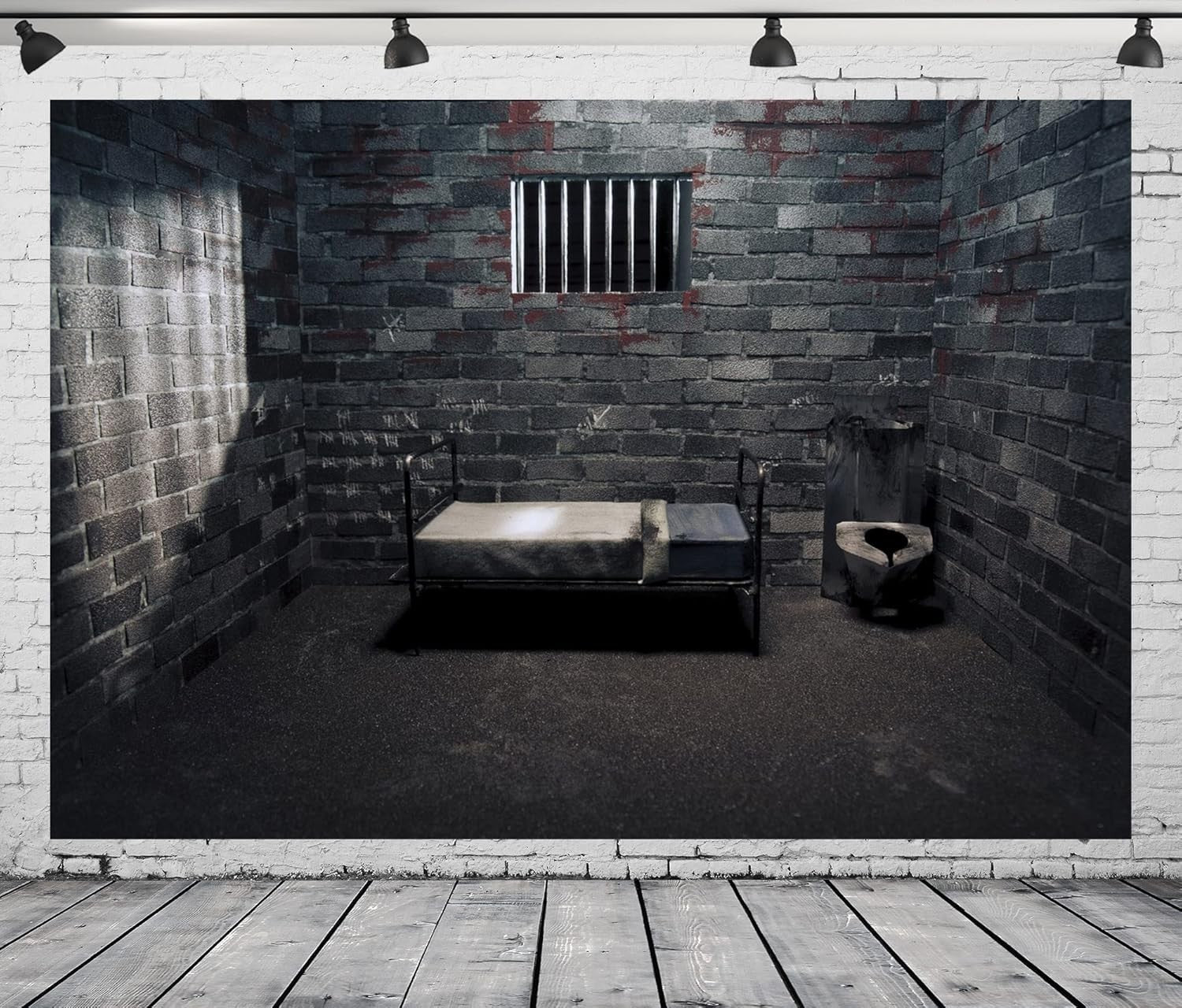 10x8ft Prison Cell Backdrop - High-Resolution Murder Mystery Photography Prop