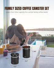 Load image into Gallery viewer, Airtight Coffee Canister Set, 22oz + 16oz with CO2 Valves &amp; Date Tracker - Black