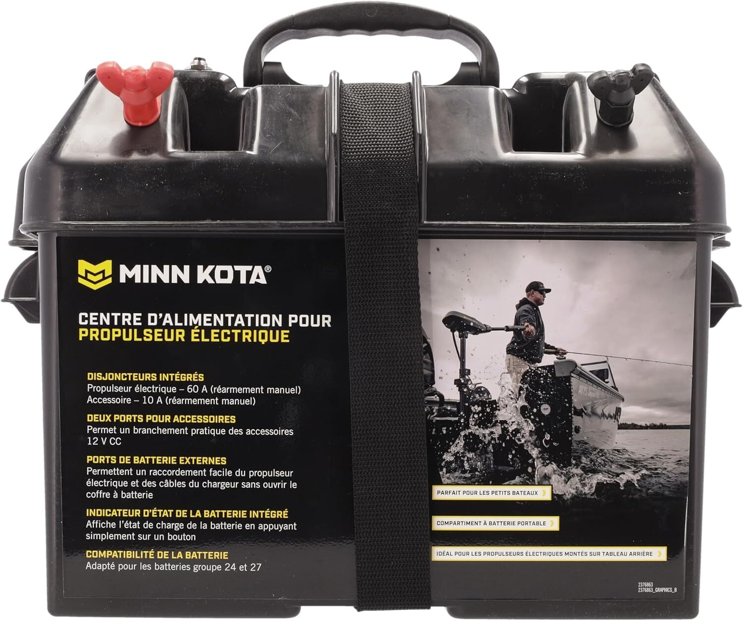 Efficient Trolling Motor Battery Center, Resettable Circuit Breakers & Terminals