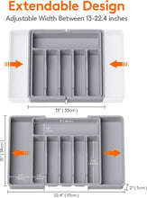 Load image into Gallery viewer, Adjustable Utensil Organizer - Silverware Drawer Tray with 8 Compartments, Grey