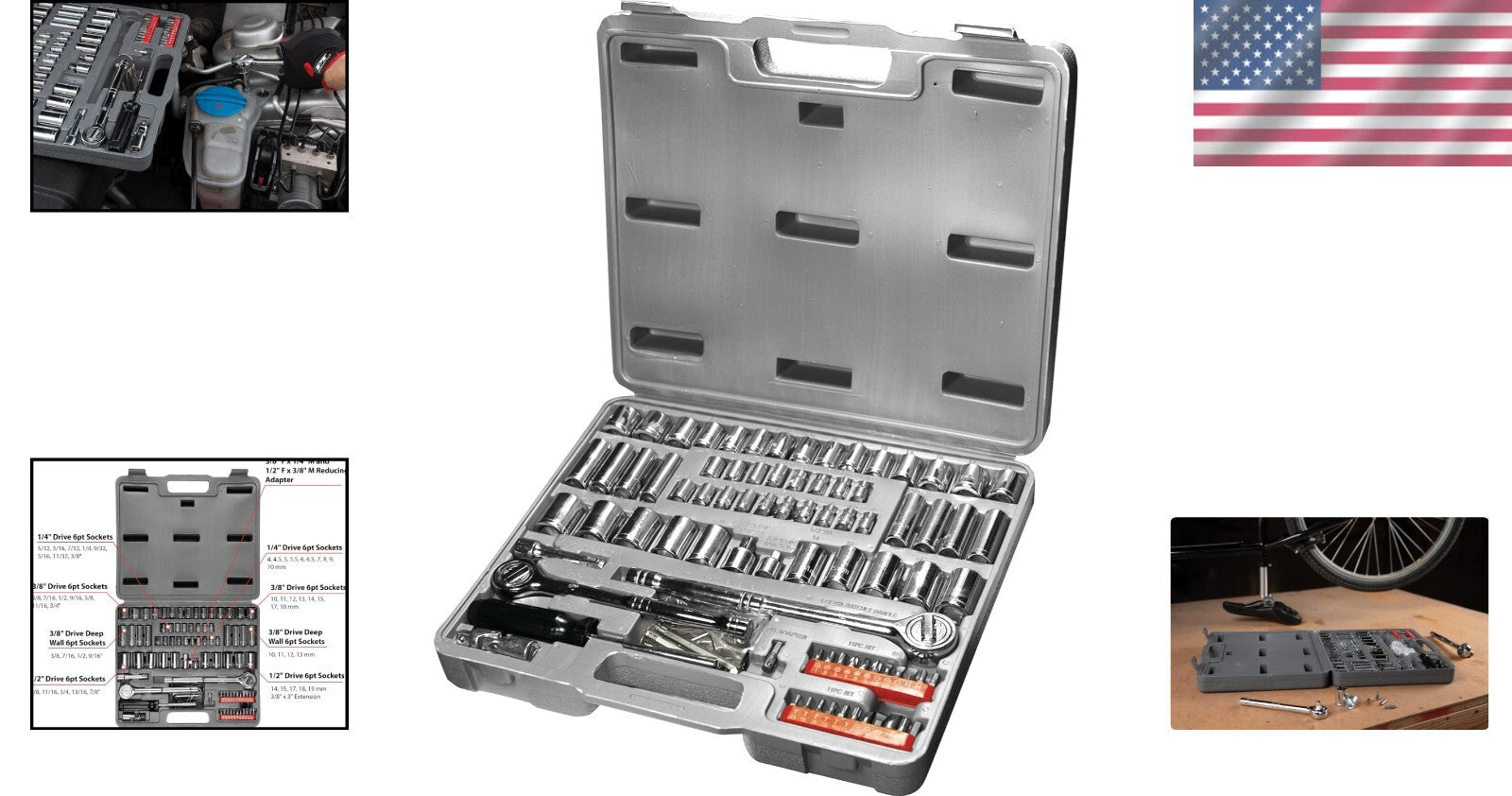 Lightweight 100-Piece Socket Set with Carry Case – Ideal for DIY Projects