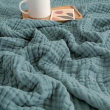 Load image into Gallery viewer, Generously Sized Teal Muslin Throw Blanket - Hypoallergenic &amp; Moisture-Absorbing