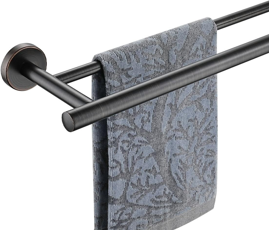 Durable Oil Rubbed Bronze Towel Rack - 30 Inch Double Bar for Bath Organization