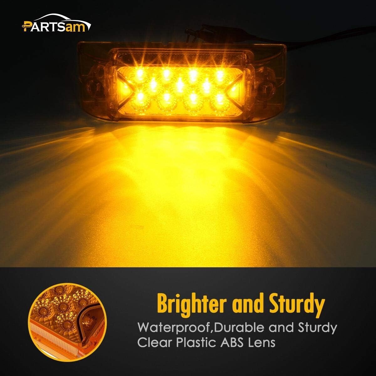 Upgrade Your Safety with 13 LED Amber Clearance and Side Marker Lights - 10 Pcs