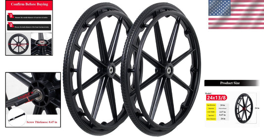 Durable 24-Inch Wheelchair Wheel Replacement - Puncture-Proof Nylon Design