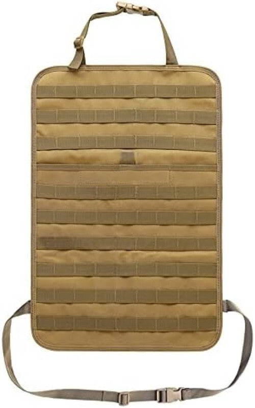 Universal MOLLE Tactical Seat Back Organizer - Durable Khaki Pouches Included
