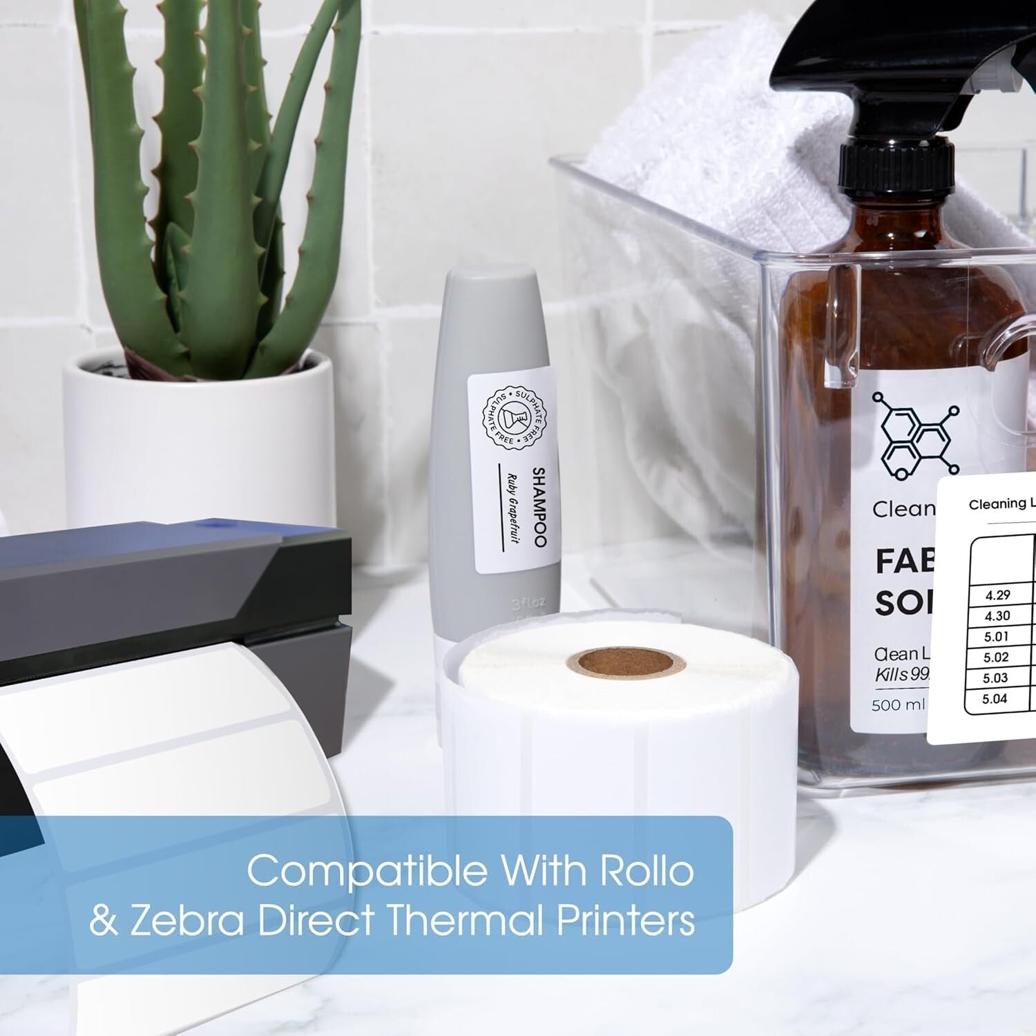 10 Rolls of 2" x 1" Perforated Thermal Labels - Eco-Friendly & Clear Printing