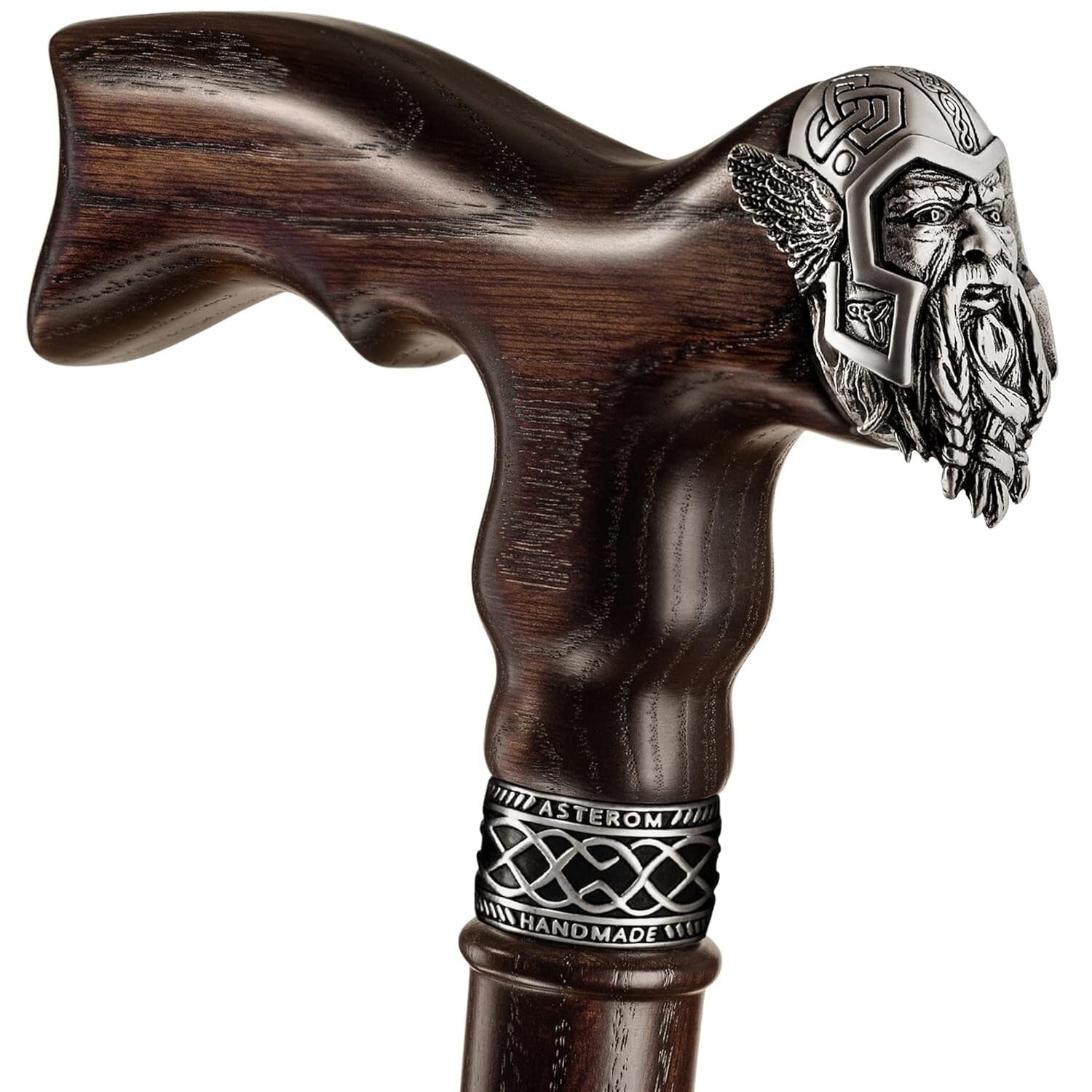 Elegant Walnut Wood Viking Cane - Custom Length with Interchangeable Tip