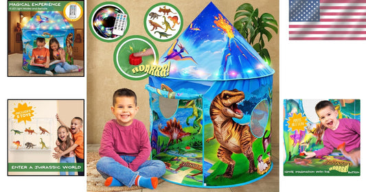 Vibrant Dino Play Tent with Roar Sounds & Remote LED Lights - Indoor & Outdoor!