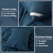 Load image into Gallery viewer, Luxurious California King Comforter Set, Navy Blue Pinch Pleat Design - 3 Pieces