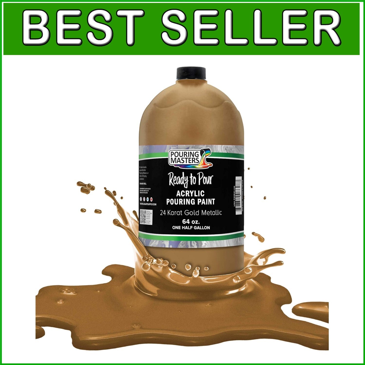 Effortless 64-Ounce Metallic Pouring Paint - 24 Karat Gold for Stunning Art