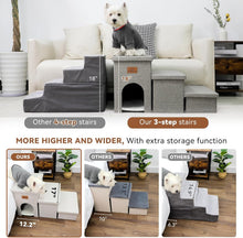 Load image into Gallery viewer, Wide Smok Gray Pet Steps - 3 Steps for High Beds &amp; Cars, Up to 200 lbs Capacity