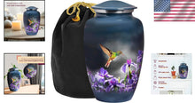 Load image into Gallery viewer, Large Decorative Burial Urn for Human Ashes - 200LB Capacity, Gray Hummingbird