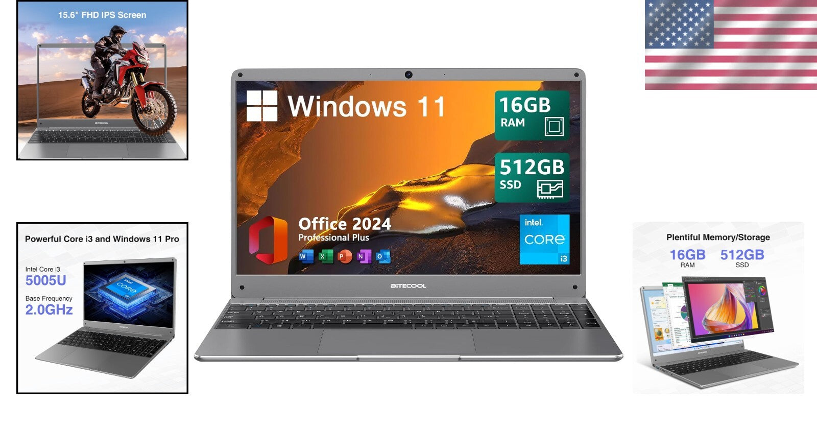 Multi-Function 15.6'' Laptop, 16GB RAM & 512GB SSD - Perfect for Work & Play