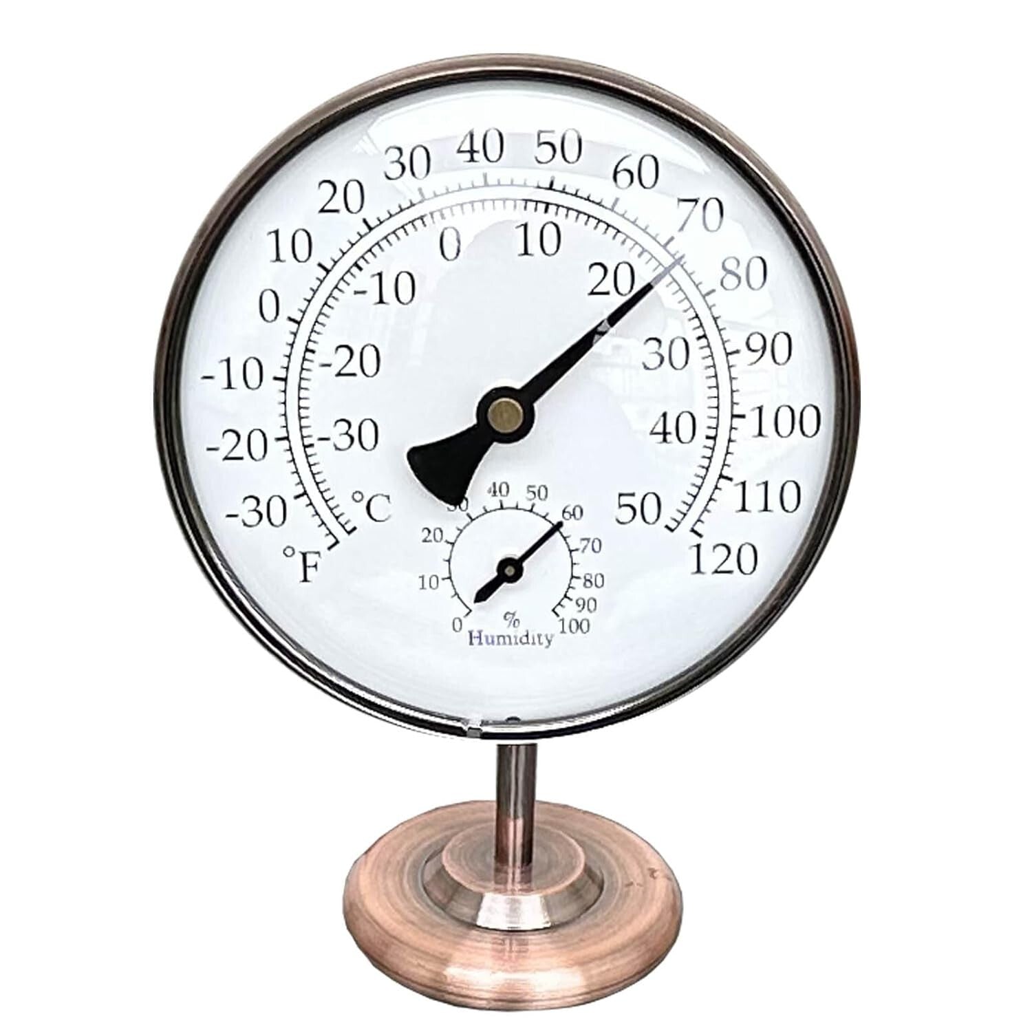 Elegant 4-Inch Indoor/Outdoor Thermometer with Hygrometer – Durable Brass Design