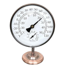 Load image into Gallery viewer, Elegant 4-Inch Indoor/Outdoor Thermometer with Hygrometer – Durable Brass Design