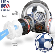Load image into Gallery viewer, Full Face Organic Vapor Respirator with Anti-Fog Lens - Heavy Duty Protection