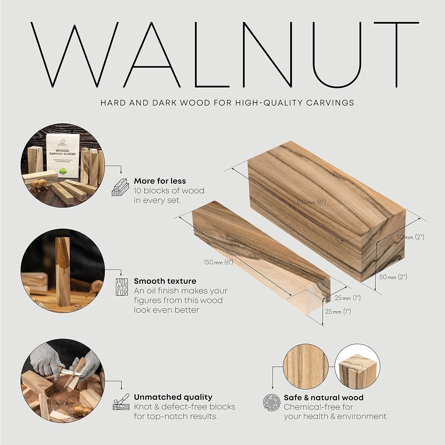 10 Premium Wooden Blocks for Carving Projects - Smooth Edges & Easy Crafting